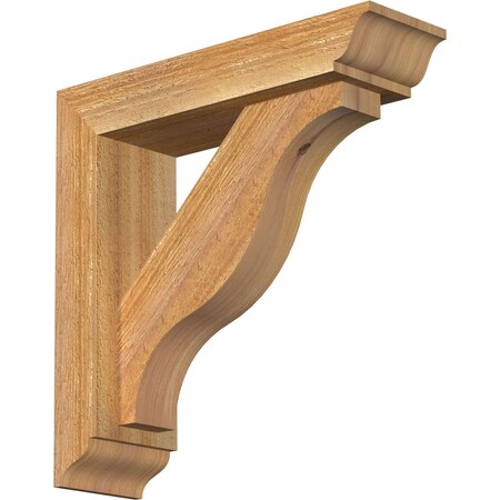 Ekena Millwork Funston Traditional Rough Sawn Bracket w/ Offset Brace, Western Red Cedar, 4"W x 14"D x 14"H BKT0402X14X14FST01RWR